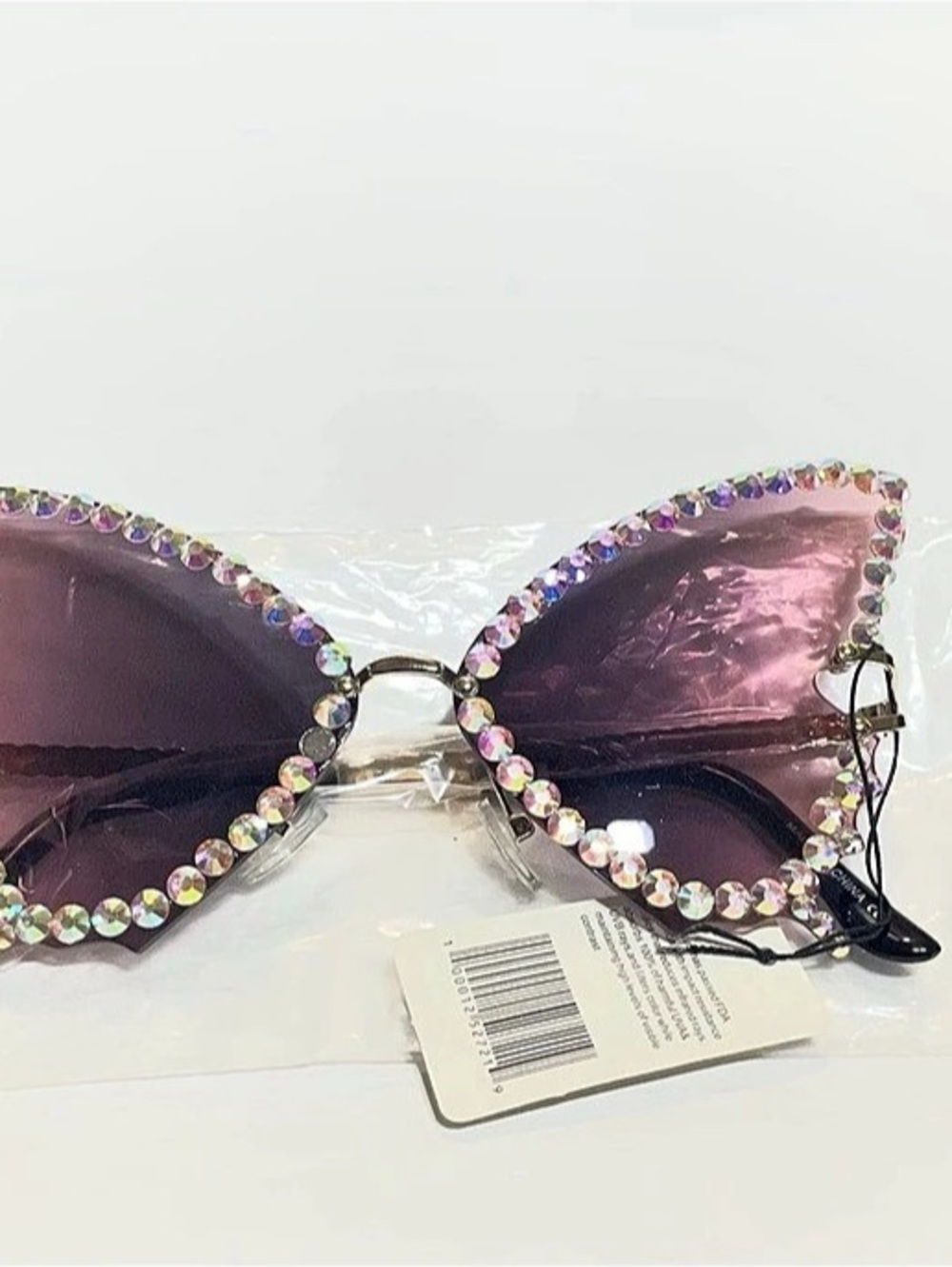 Rhinestone Cat Eye Sunglasses in Purple & Multicolor